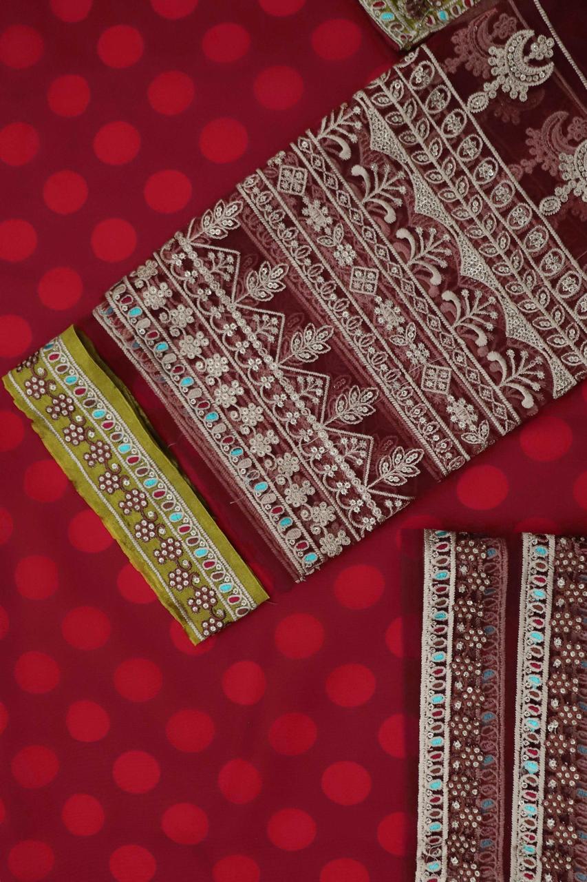 Maria b UNSTITCHED 3 PIECE Digital and Embroidered Sequins Organza