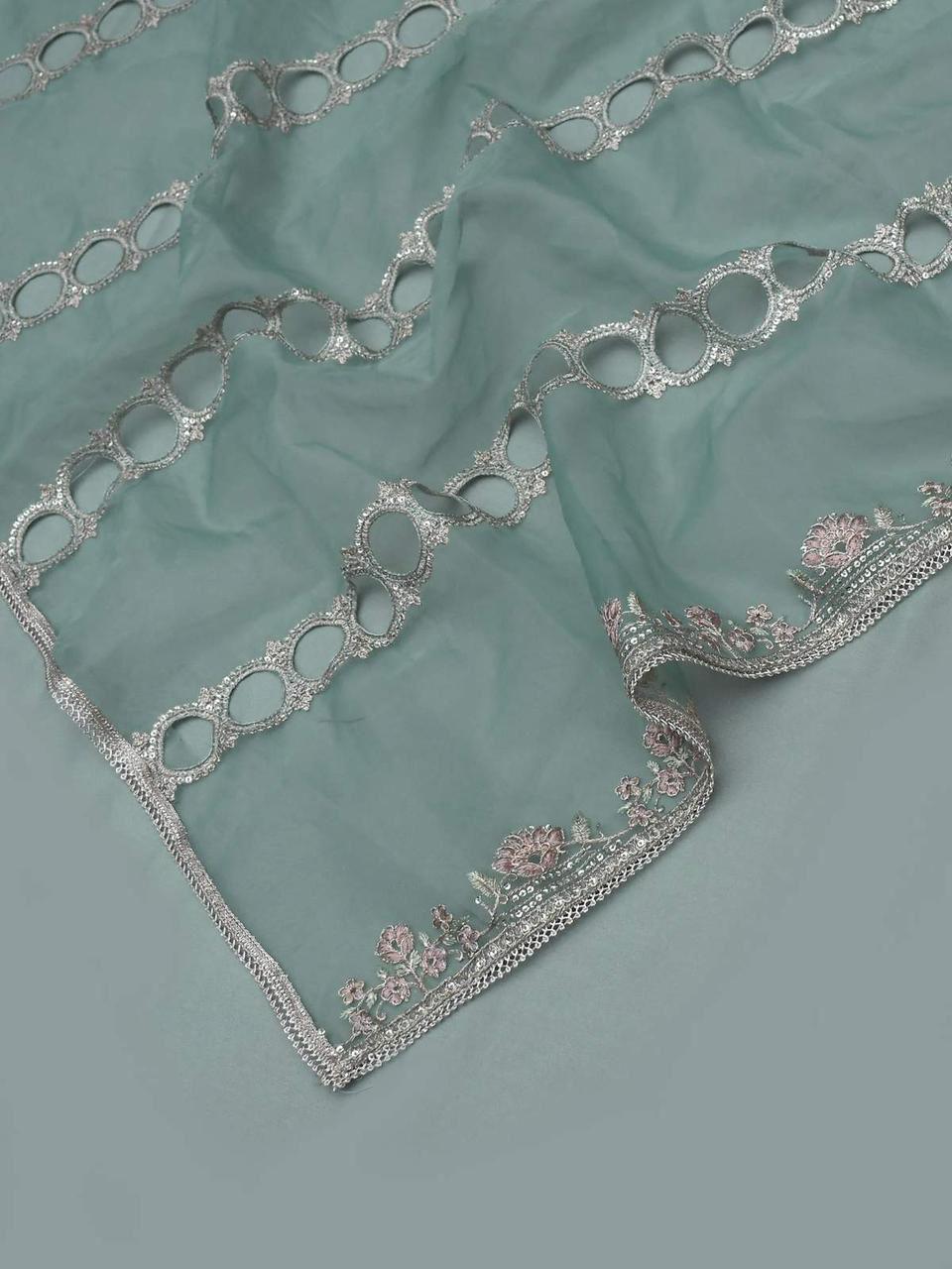 Maria b UNSTITCHED 3 PIECE Digital and Embroidered Sequins Organza