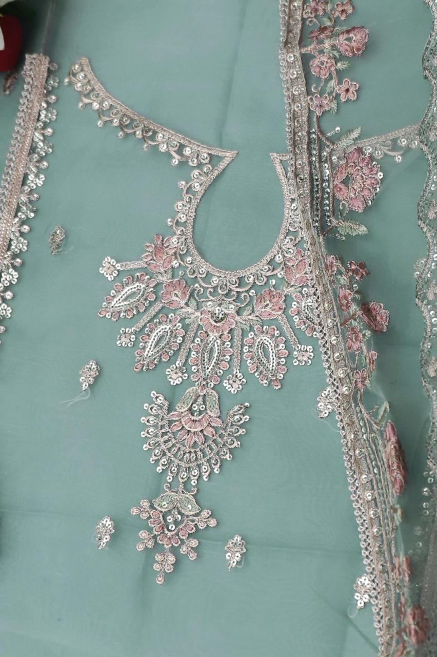 Maria b UNSTITCHED 3 PIECE Digital and Embroidered Sequins Organza