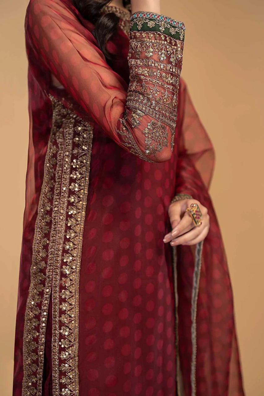 Maria b UNSTITCHED 3 PIECE Digital and Embroidered Sequins Organza