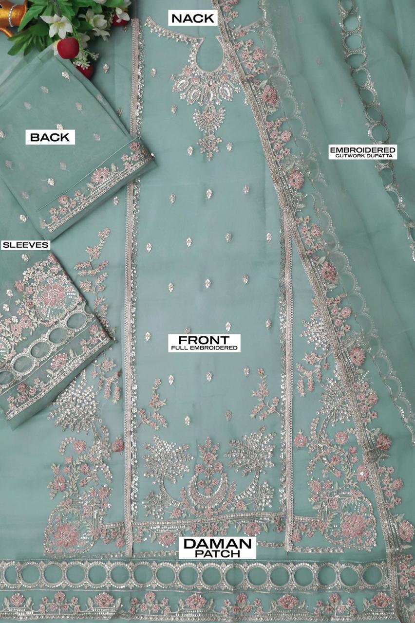 Maria b UNSTITCHED 3 PIECE Digital and Embroidered Sequins Organza