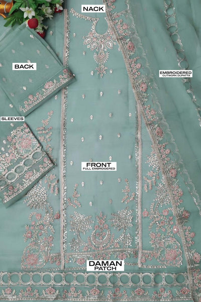 Maria b UNSTITCHED 3 PIECE Digital and Embroidered Sequins Organza