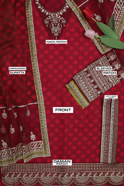 Maria b UNSTITCHED 3 PIECE Digital and Embroidered Sequins Organza